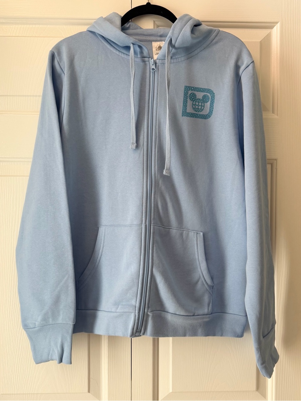 Disney World Blue Rhinestone Bling Donald Duck Zip Up Hoodie Large NWT - Picture 2 of 6
